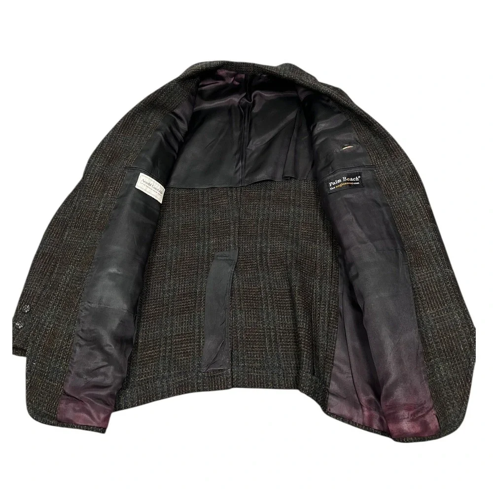 1950s Palm Beach Blazer Mens 39 Regular Brown Plaid Tweed Arnold Constable